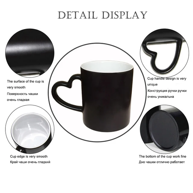 US Stock 36pcs 15oz Black Glossy Magic Mug Custom Ceramic Mugs With Handle  Color Change Sublimation Blanks Cups Ceramic Coffee - AliExpress