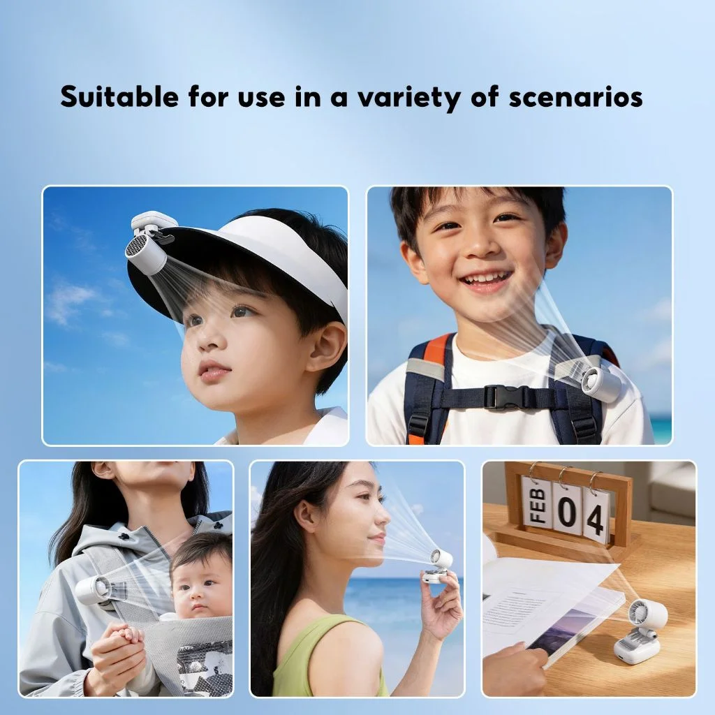 Eary Mini-Ventilator mit Clip-Befestigung für Mützen, leise, 1200-mAh-Akku, USB-C-Ladeanschluss, automatische Kühlung für den Außenbereich_voghion.com