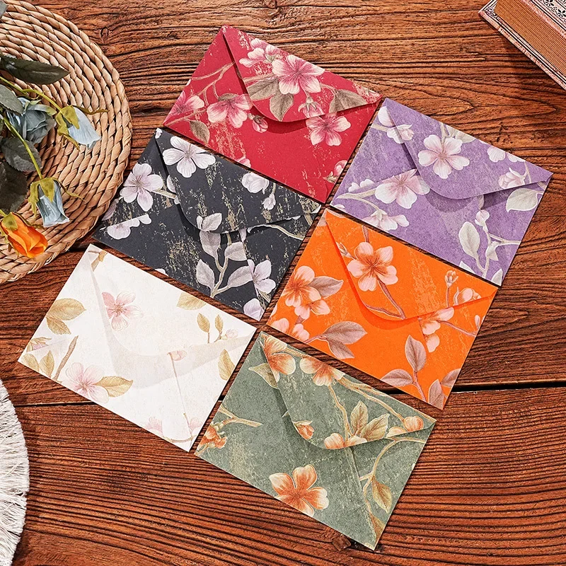 5pcs Retro Brocade Envelopes Chinese Style Envelopes for Letter Writing Gift Package Kawaii Wedding Party Invitation Cards Cover mailing envelopes
