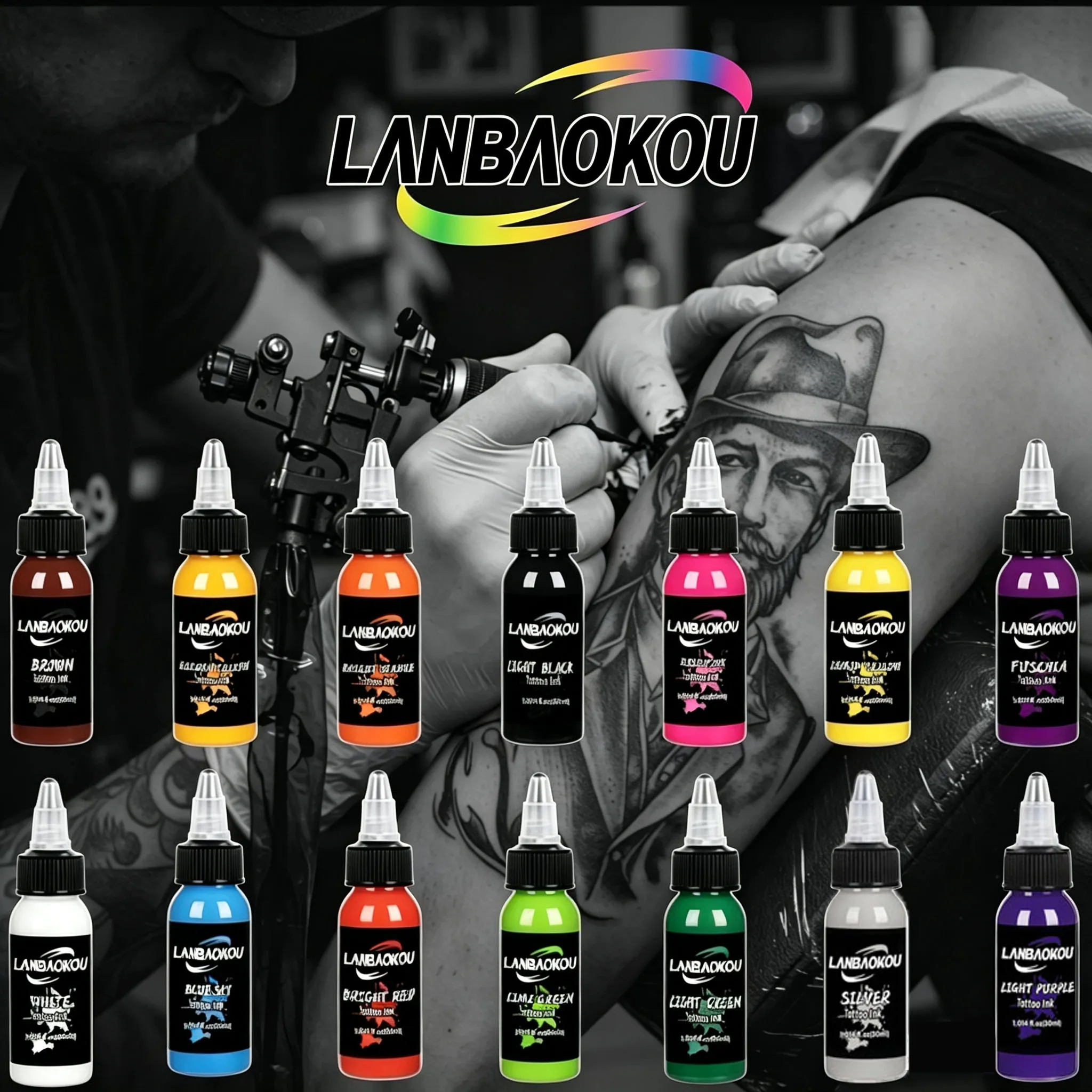 Vibrant Professional Tattoo Ink Set - 14 Natural Plant-Based Colors