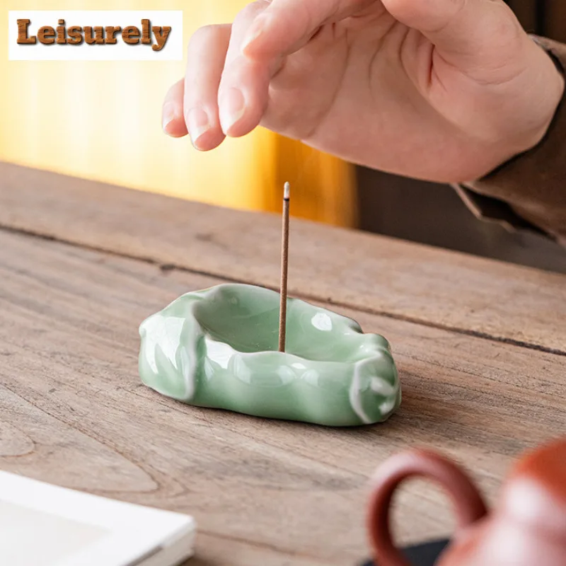 Lotus Leaf Incense Holder Incense Smoke Waterfall Incense Burners Mosquito Coil Holder Meditation Censer Yoga Accessories Craft