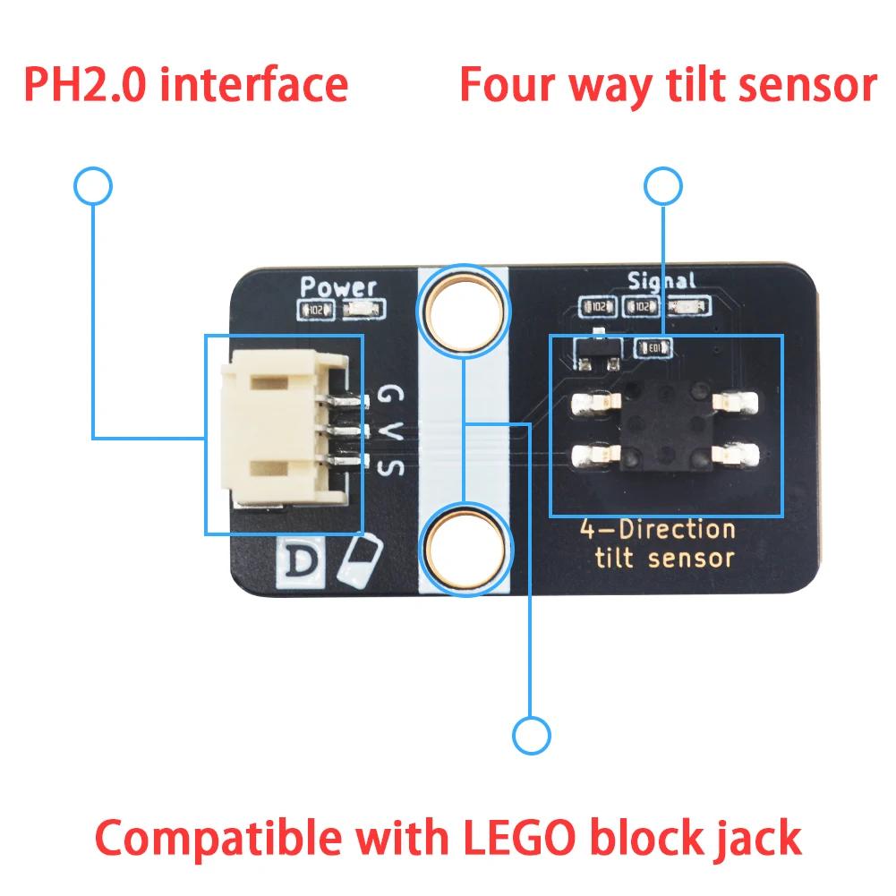 Four way tilt sensor module tilt switch module angle sensor ph2.0 anti ...