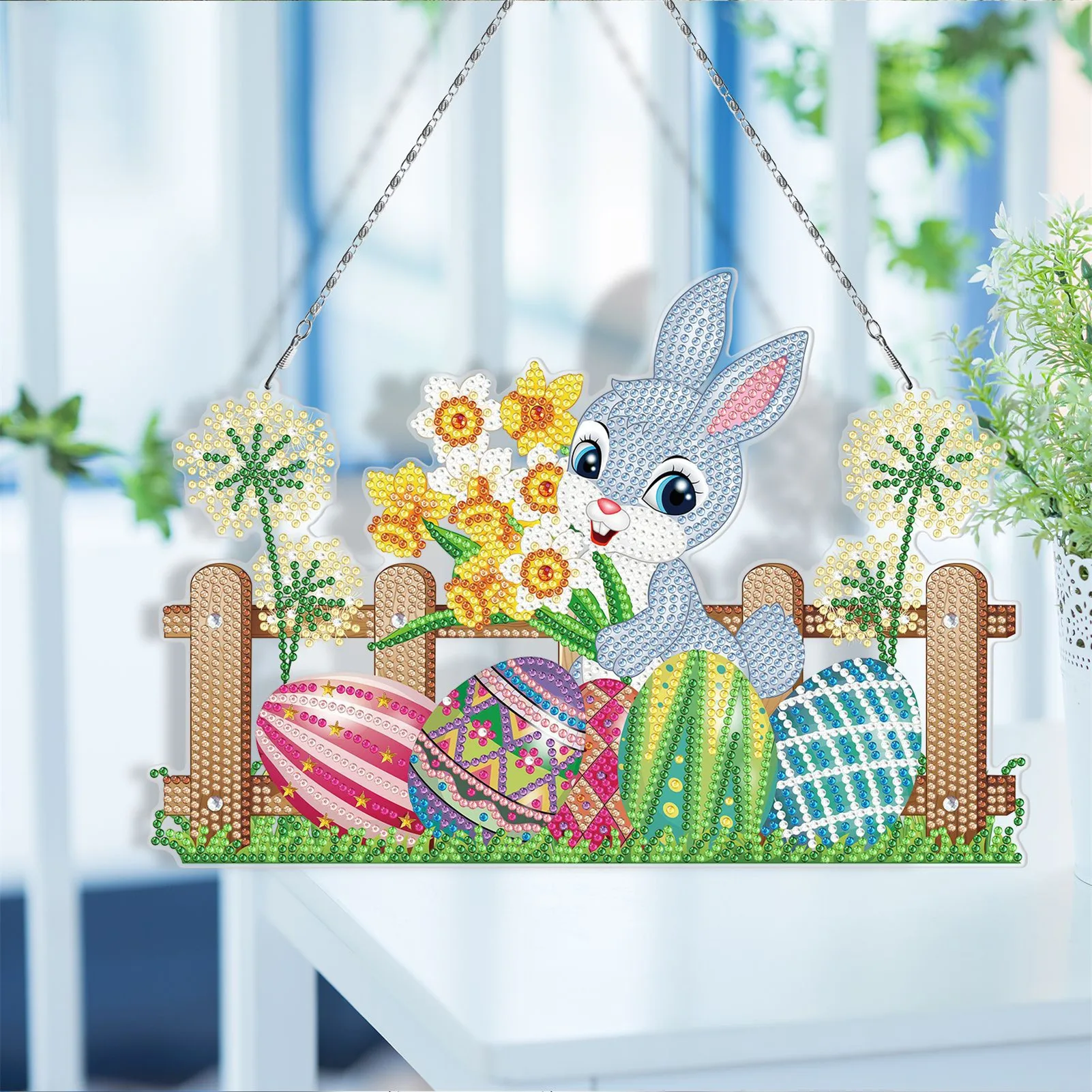 DIY Diamond Painting Easter Egg Rabbit Wreath Ornament Handmade Diamond