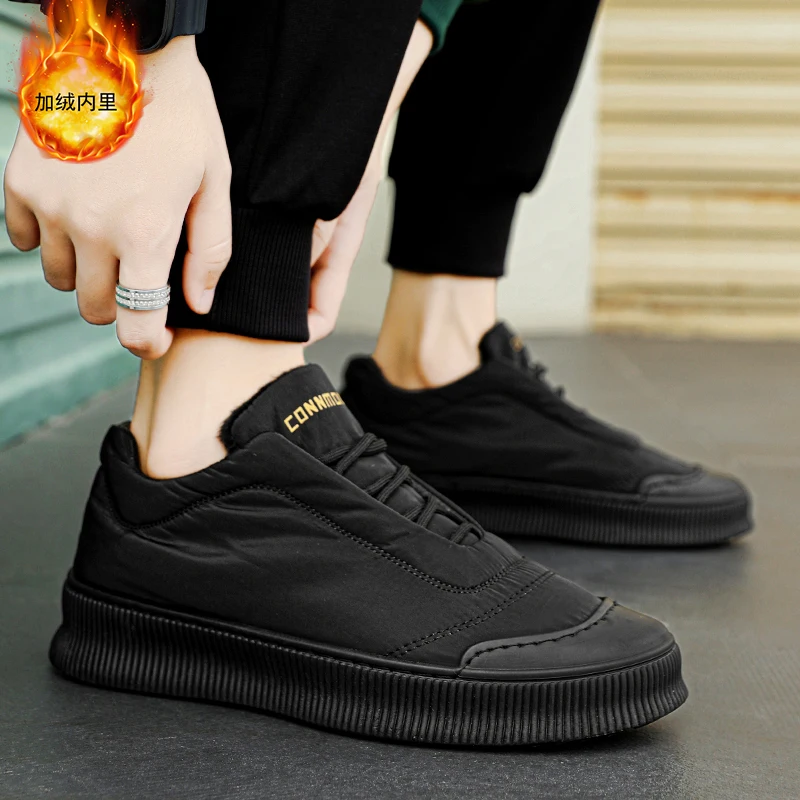 Plush Warm Cotton Shoes for Men Fashion Lace UP Casual Sneakers Male Platform Winter Cotton Shoes Zapatillas Hombre 3