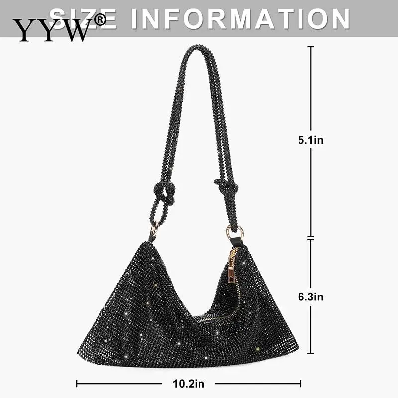 Chic Sparkly Evening Handbag Bling Shiny Rhinestones Women Clutch Bag Luxury Designer Underarm Shoulder Party Wedding Purses