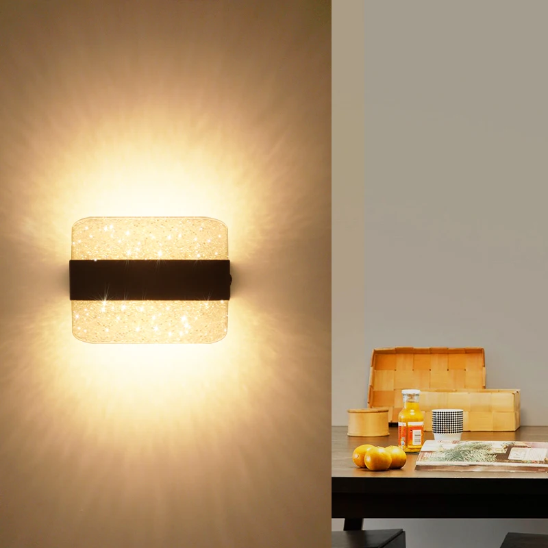 럭셔리 모던 크리스탈 LED 벽 램프, 실내 침실 거실 배경, 가정용 실내 조명 고정장치, 10W