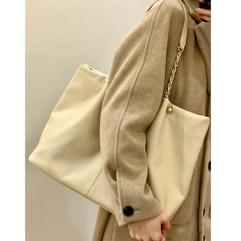 Shoulder Bag Large Capacity Senior Sense Solid Color Handbag for Women New Casual Fashionable Tote Simple Trend All-match