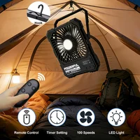 Ventilateur de camping portable 20000 mAh, ventilateur de plafond pliable, ventilateur de bureau, circulateur d'air pour tente, ventilateur électrique rechargeable avec lumière LED 2