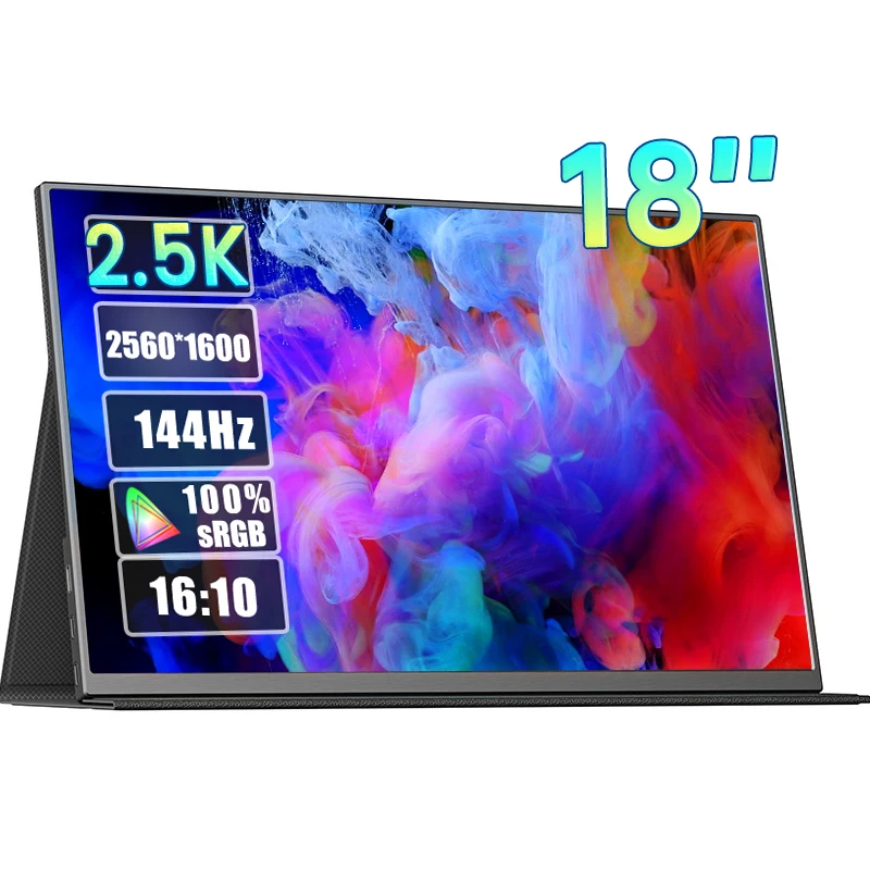 Портативный монитор QHD 18 дюймов 2,5 K 144 Гц 2560*1600P 16:10 HDR IPS 3MS экран игровой дисплей для ПК ноутбука Xbox Switch PS4/5 телефонов