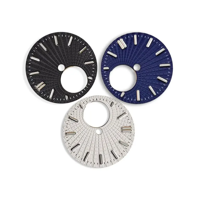 

Mod Watch Parts NH38 28.5mm GreenLuminous Index Silver Black Blue Watch Dial Fit for NH38 NH34 Movement 3.0 3.8 O'clock