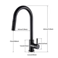 Baokemo Black Stainless Steel Kitchen Faucet Flexible Pull Out Two Modes Nozzle Hot Cold Water Mixer Tap Single Handle 6