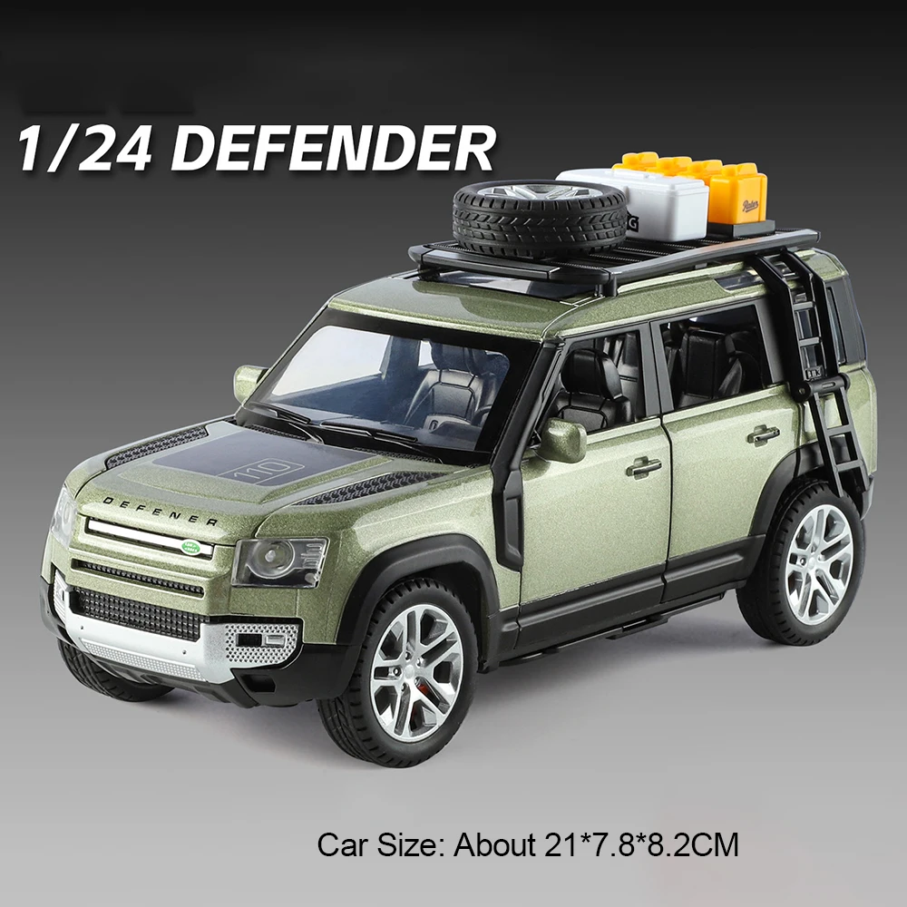 1:24 Land Rover DEFENDER Toy Car with Sound, Light & Shock Absorption Features
