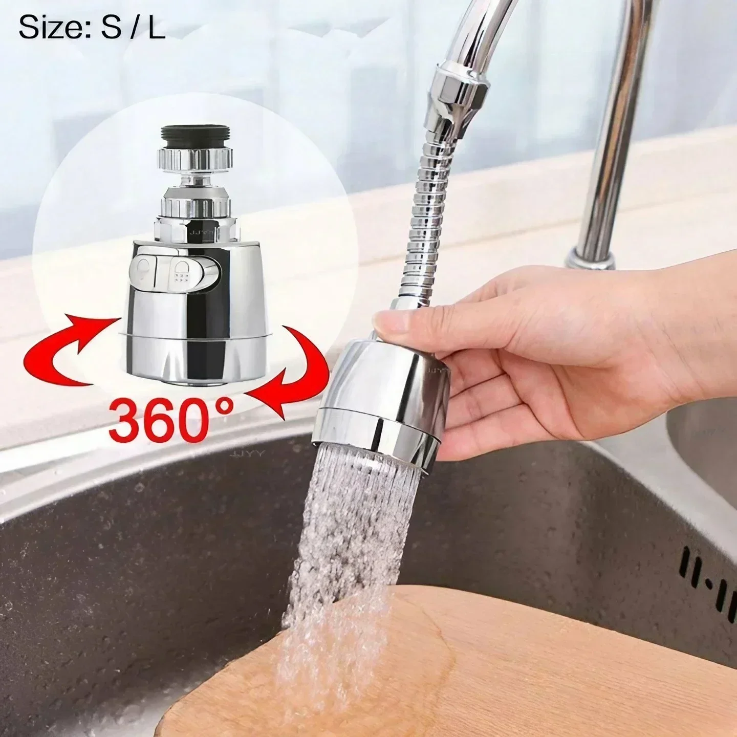Universal Faucet 360 Degree Rotating Tap Filter Tip Water Bubbler Faucet Anti-Splash Economizer Kitchen Supplies S/L Optional