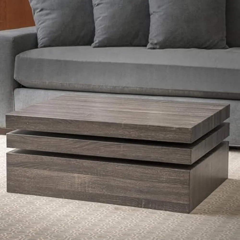 Modernesque Rotating Coffee Table, Black, 23.62 in x 31.5 in x 13 in  coffe tables 5