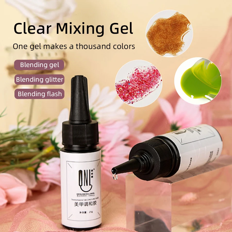 RS Nail 25ml Nail Mixing Gel Art Soak Off LED Gel Polish Blending Pigment Dust Shiny Manicure Gradient Tool