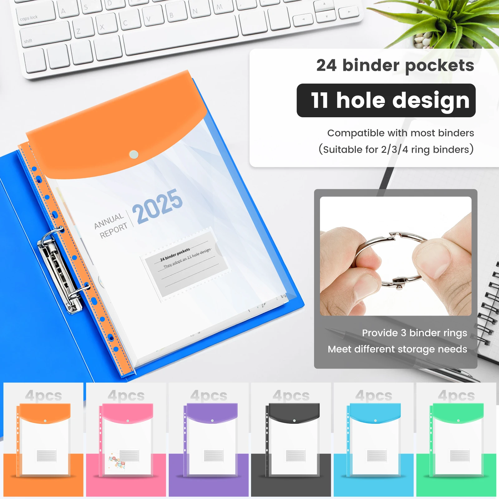 Waterproof PP Binder Pocket Folders for School Office