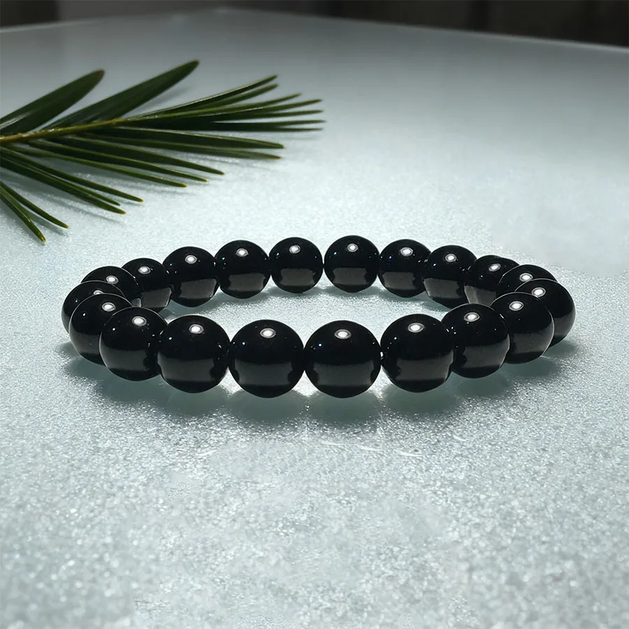 4/6/8/10/12mm Natürliche Schwarze Obsidian Perlen Armband Männer Runde Stein Perlen Elastische Armband minimalistischen Heilung Energie Schmuck