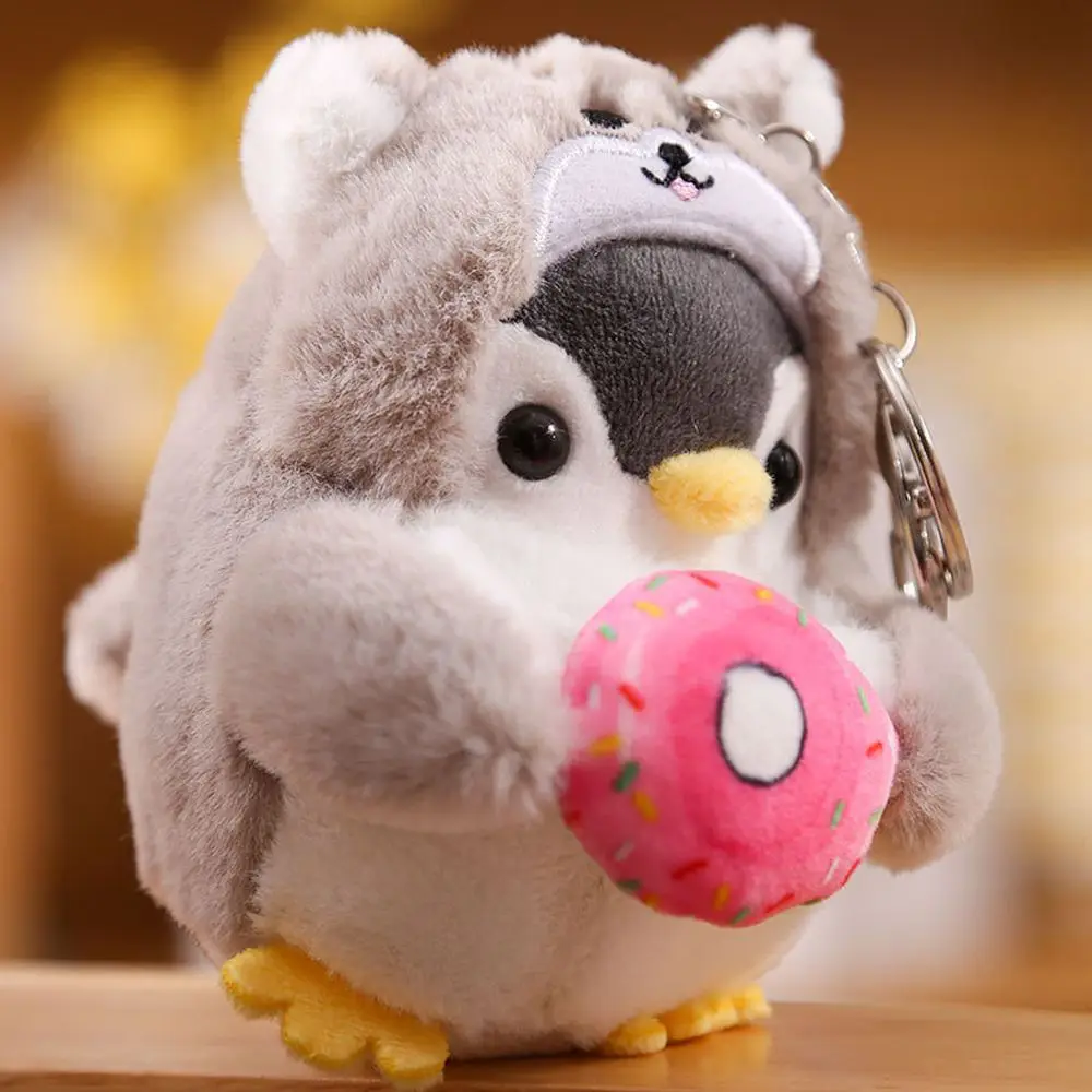 

Cartoon Design Donut Expression Cross-dressing Toy Penguin Pendant Women Key Holder Korean Style Key Buckle Plush Key Chain