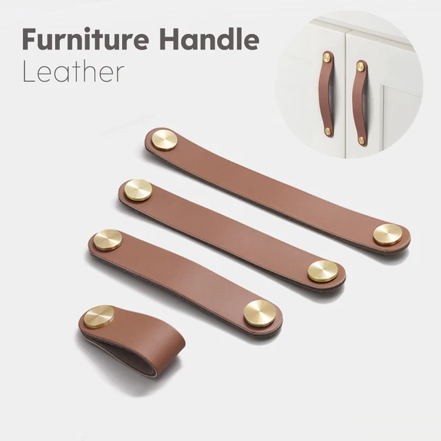 6 แพ็คสีน้ําตาลหนังนุ่มลิ้นชักดึง Vintage ตู้จับสําหรับตู้เสื้อผ้าตกแต่งบ้านจับสําหรับเฟอร์นิเจอร์ตู้ Knobs 1