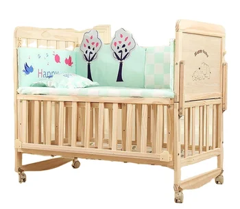 Wooden Baby Crib for Infants with Multiple Functions Newborn Child's Assembled Large Bed with Rocking and Cradle Features 1