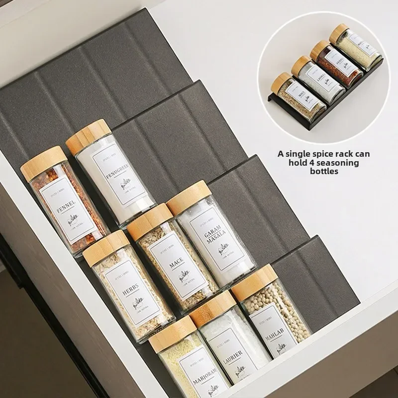 Kitchen Spice Drawer Organizer Adjustable Spice Rack for Spice Seasoning Bottles Cabinet Pantry Kitchen Organizer accessories 3
