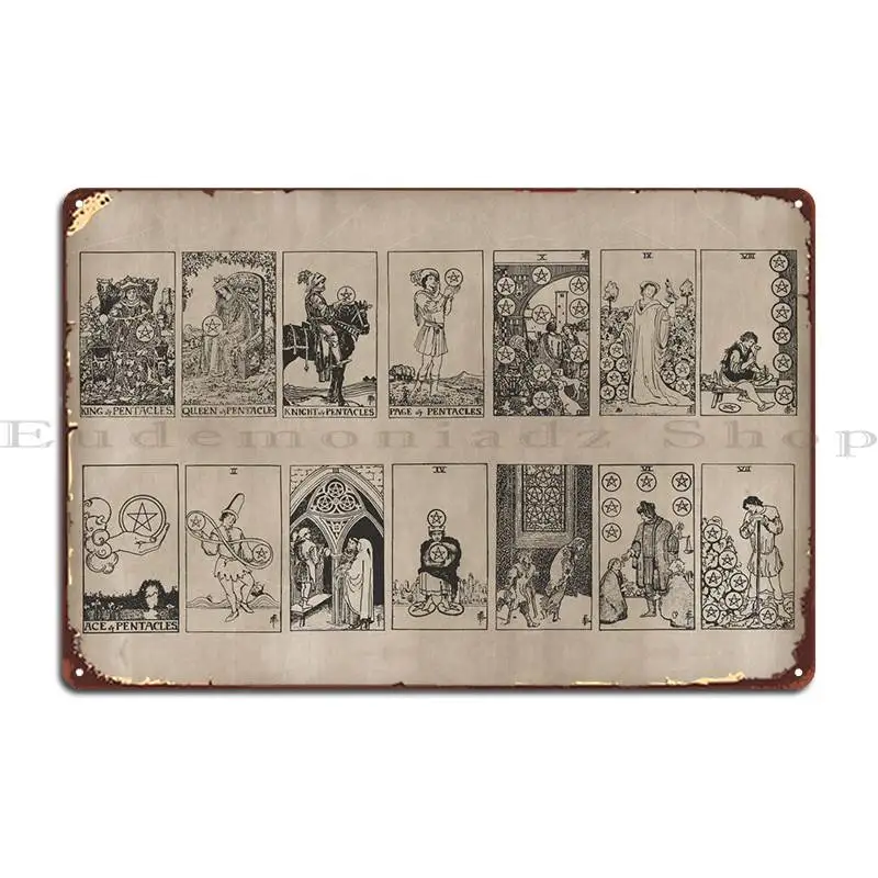 Minor Arcana Pentacles Metal Sign Garage Designs Wall Murale Cave Garage Tin Sign Poster