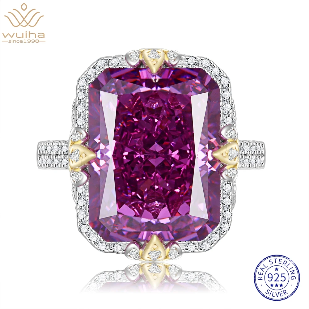 WUIHA18KGoldPlatedFancyVividFacetedGemstoneRingforWomen