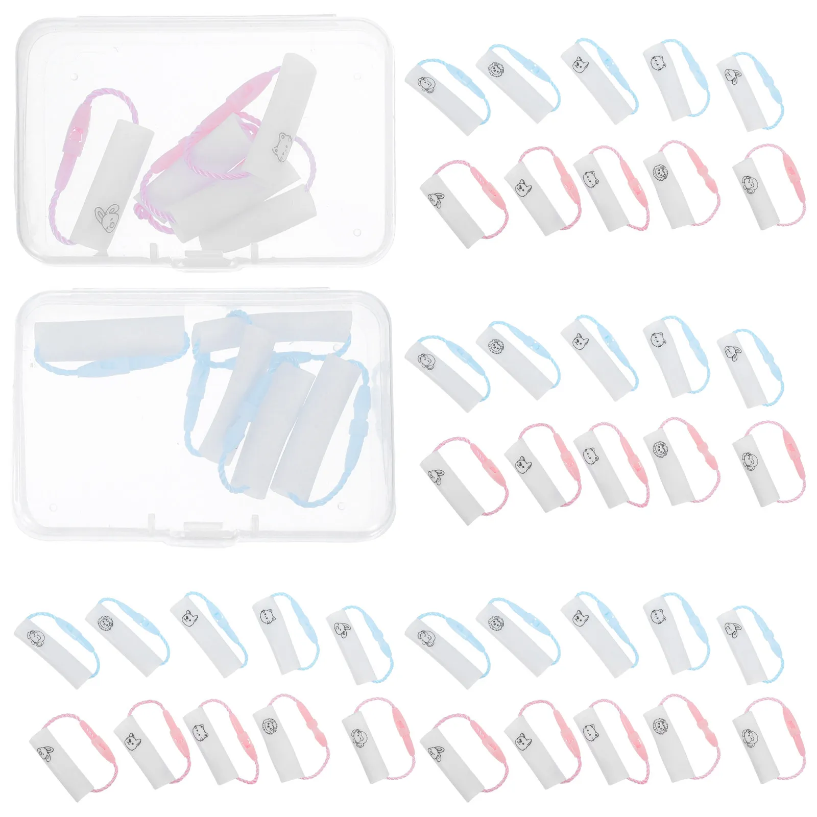 80Pcs 재사용 가능한 끈 배지 홀더 용 방수 이름 라벨 학교 가방 태그 병 이름 태그 보육 의류 신발