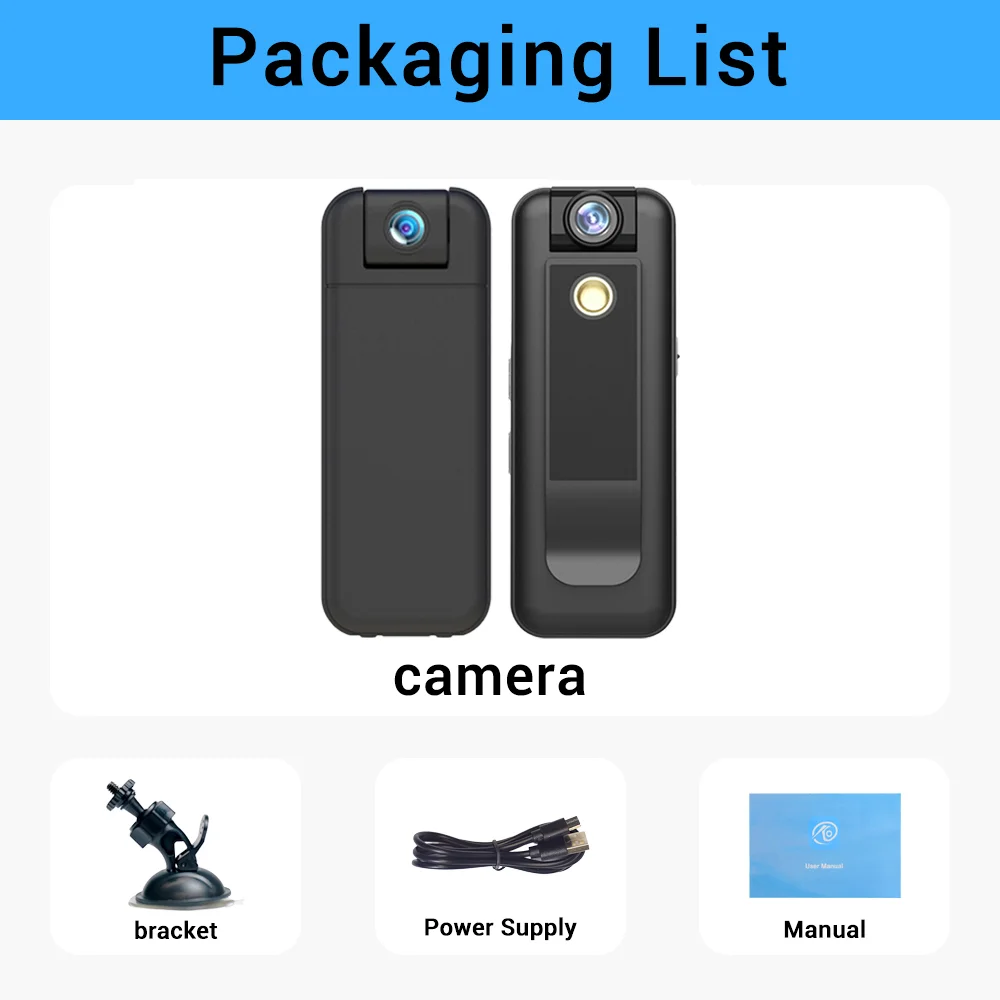 PEGATAH WiFi 5MP UHD Video Body Camera Mini Wireless Body Recorder 180° Flip Rechargeable Portable Cam Camcorder Law Enforcement