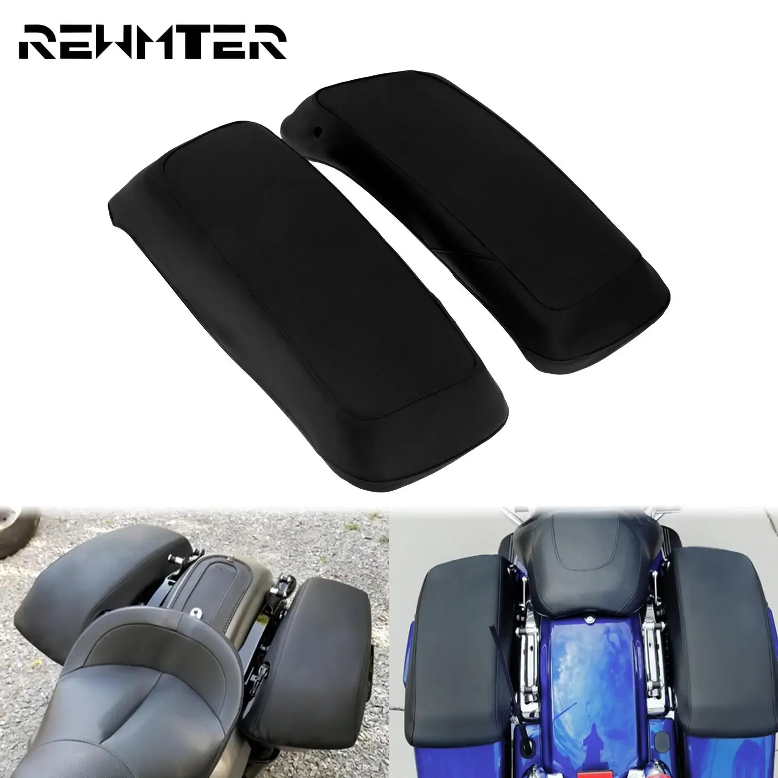 

Motorcycle Waterproof Saddlebag Lid Covers Leather Audio Rain Dust Speaker Lids For Harley Touring Electra Street Glide 2014-21