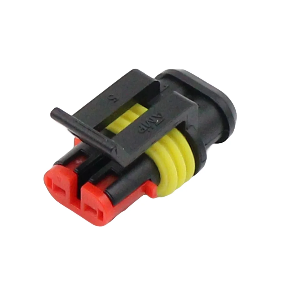 2 Pin Female Male Way AMP Super Seal Waterproof Electrical Wire Connector Plug 10 Set for Car