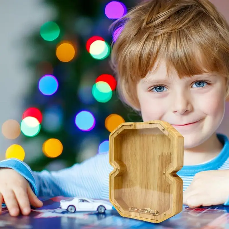Wooden Piggy Bank Kids Digital Money Saver Box Money Saving Box Wooden Kids Coin Piggy Banks Money Box TV Cabinet Wine Cabinet