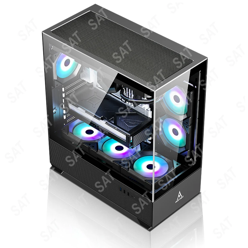 ゲーミングPC用の透明なケース,M-ATX ° 水冷,強化ガラス面,eatx用 