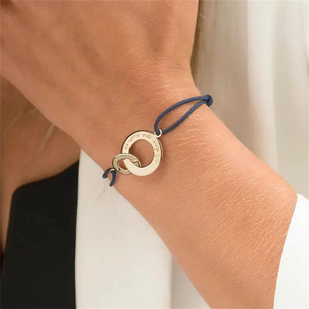 Pulseira de aço inoxidável personalizado corda ajustável