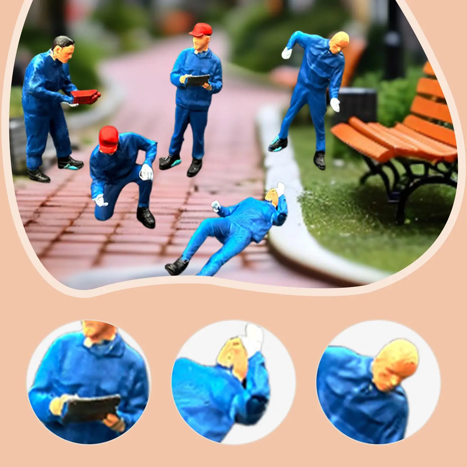 5x 1:64 Scale Miniature Figures Car Mechanic Ornament Mini People Figurines - 5