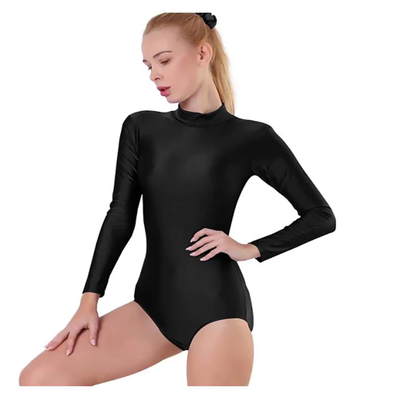 Turtleneck Long Sleeve Leotard Women Ballet Dance Gymnastics Girls Adult Ballerina Dancewear Bodysuit Costumes adult unitard girls gymnastics leotard