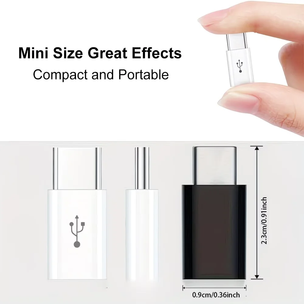 4개입 팩 4개 마이크로 USB to USB-C 어댑터 삼성, LG, 화웨이 호환 - OTG 플러그 앤 플레이, USB 장치 어댑터