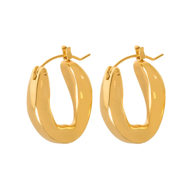 Gold Color U Shape Earrings for Women Creative Hoop Earrings Fine
