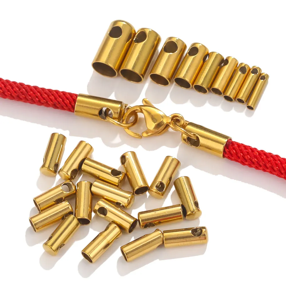10 teile/los 1-4,5mm Edelstahl End Spitze Kappe Crimp Verschlüsse Stecker DIY Quaste Lederband Ende Crimp schmuck Machen Liefert