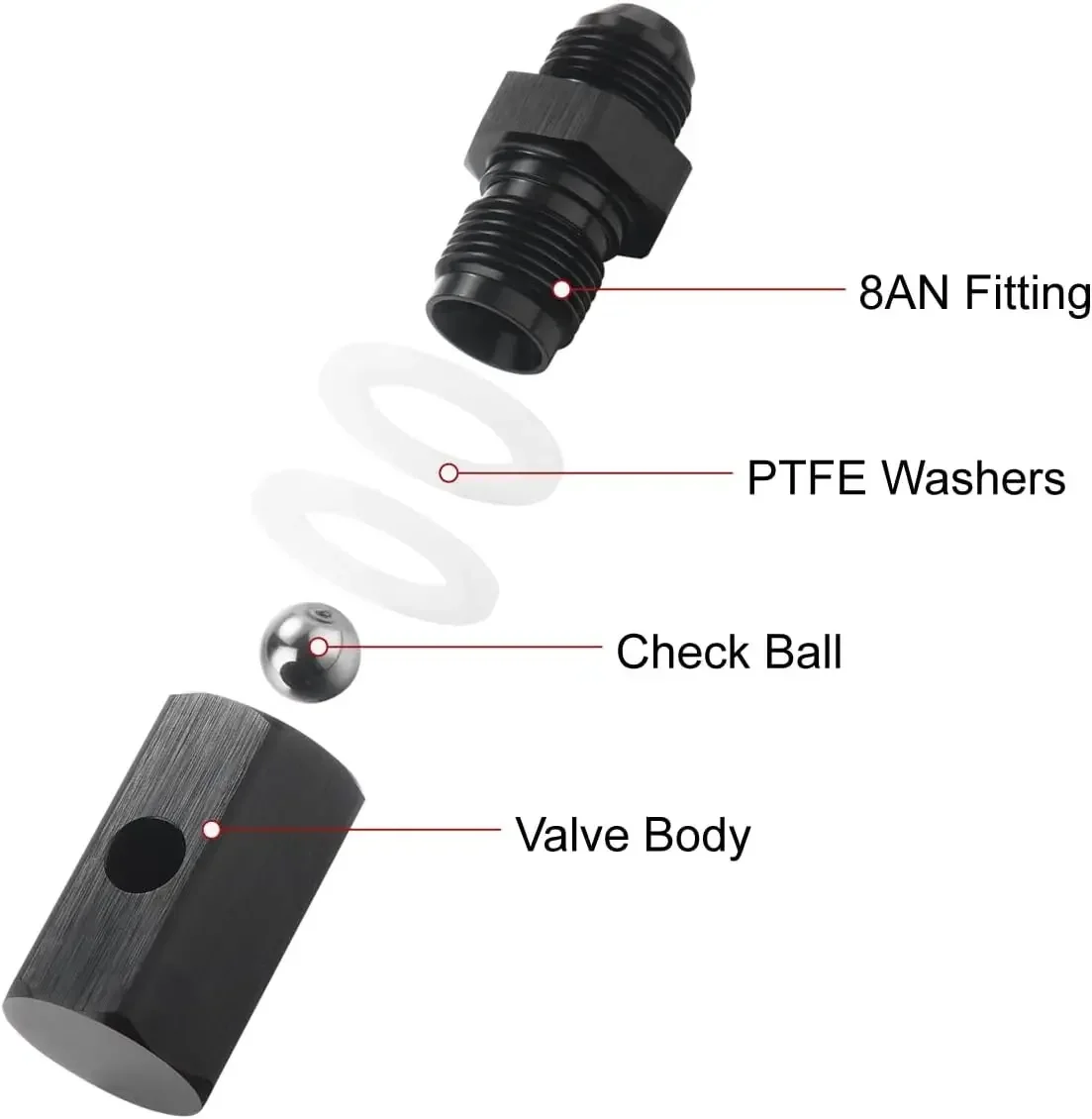 6AN 8AN 10AN Male Fuel Cell Tank Rollover Vent Valve Aluminum Black valve exhaust system