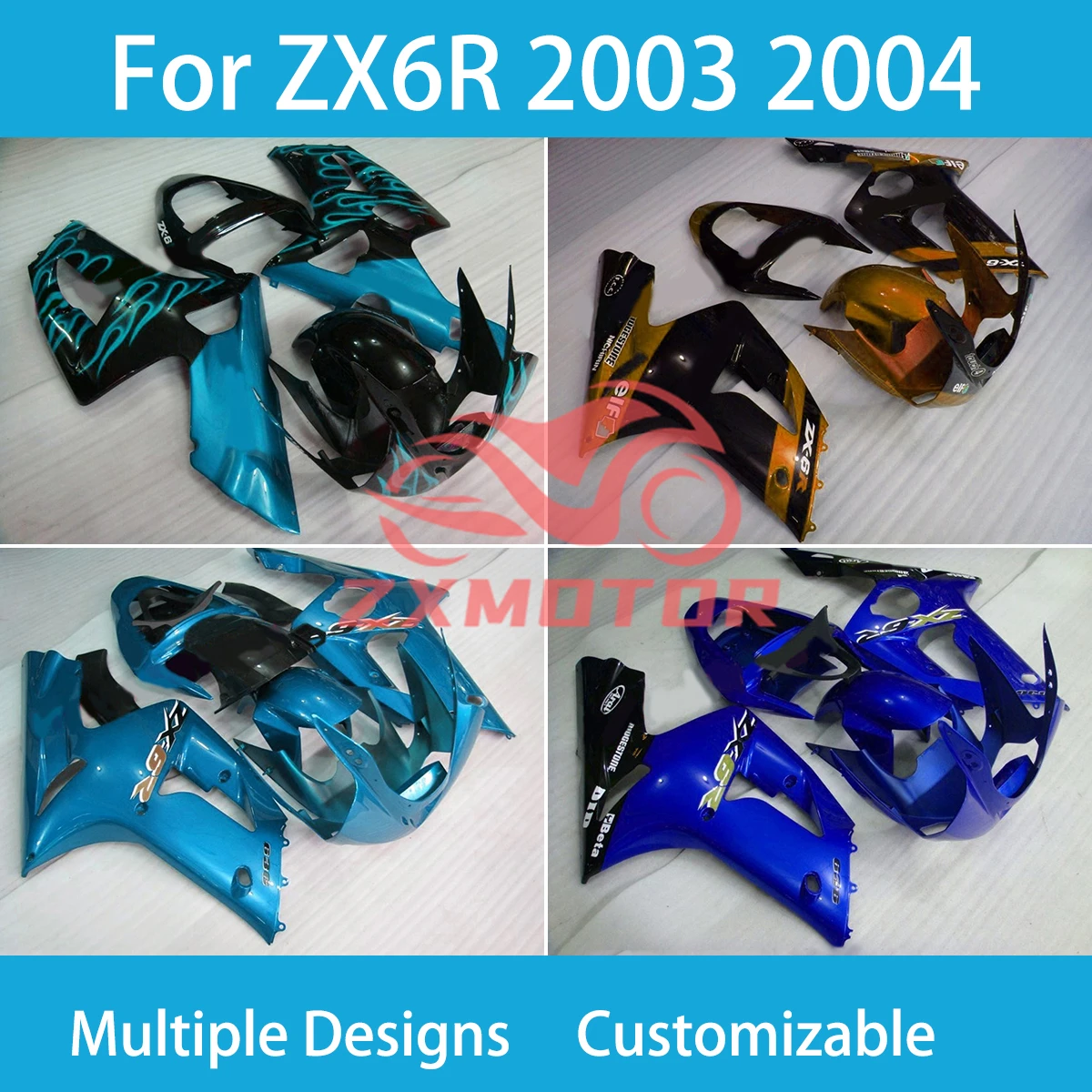 

Fairing Kit for Kawasaki Ninja 636 ZX6R 03 04 Bodywork ABS Plastic Injection Molding Body Fairings ZX 6R 2003 2004