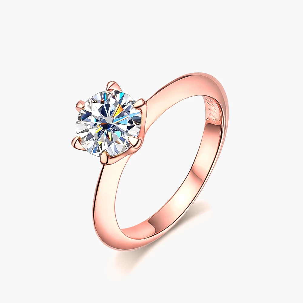 1 Carat D Color Moissanite Wedding Rings For Women 18K White Gold 925 Sterling Silver