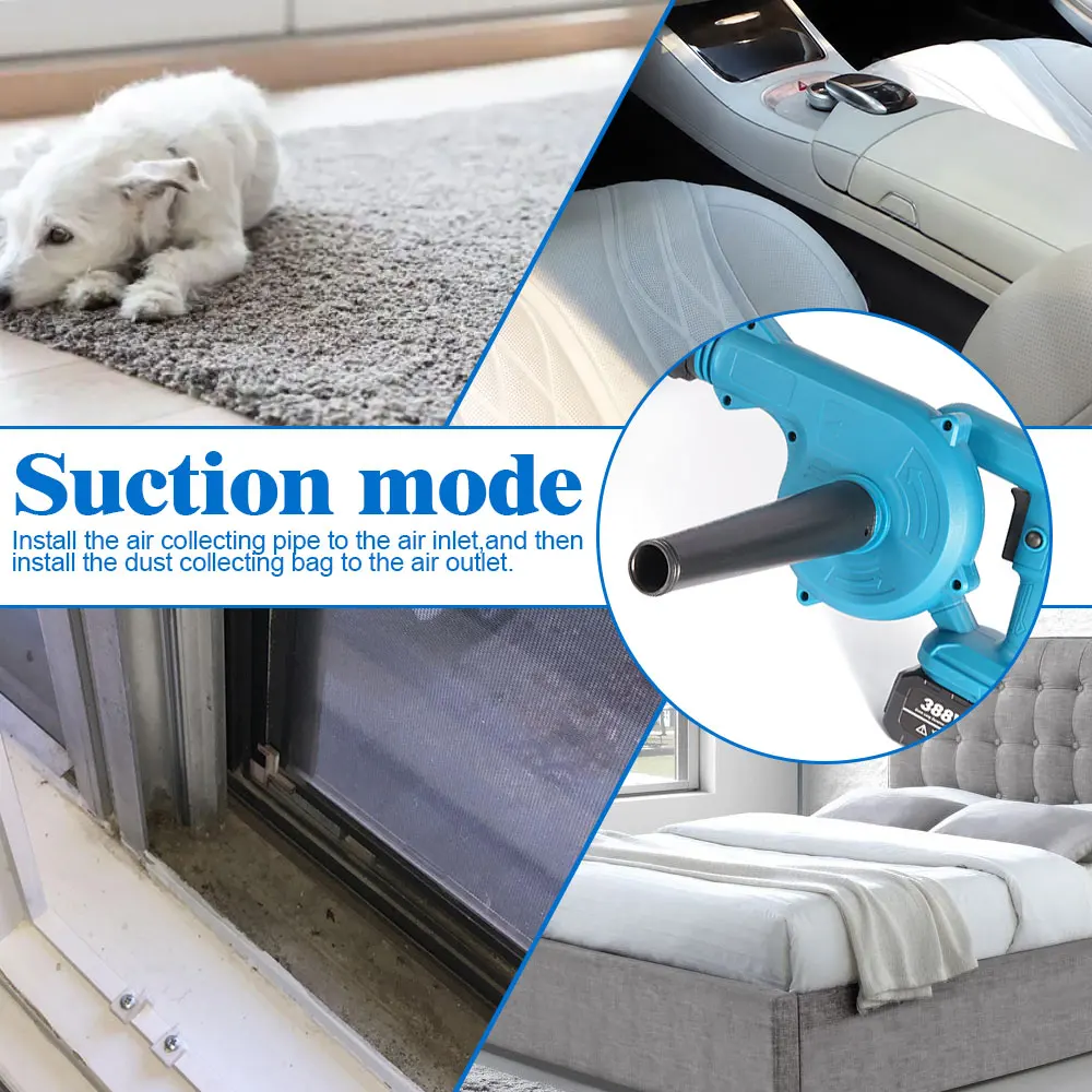 Cordless Electric Air Blower 2 In 1 Air Blower&Suction Handheld Leaf Computer Dust Collector Cleaner For Makita 18V Battery 5