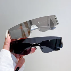 KAMMPT One-pieces Sunglasses Men Women Fashion Rimless Punk Multicolor Male Shades Eyewear New Trendy Female UV400 Sun Glasses