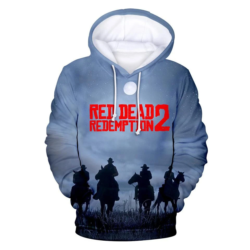 thumbnail image 1 of Nueva sudadera con capucha con estampado 3D del juego Red Dead Redemption 2 para hombre, moda urbana, sudadera informal de gran tamaño para niños, 1 of 5