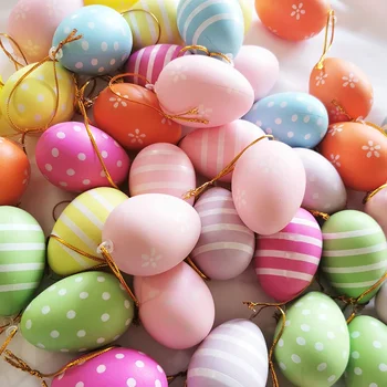 12pcs Easter DIY Hand-painted Eggs Kindergarten Color Gifts Simulation Egg Rabbit Party Favor Happy Easter Party Decor for Home 1