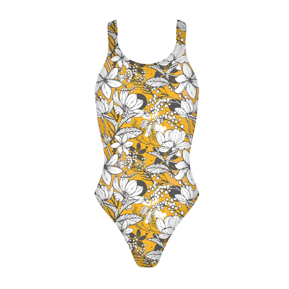 Ladies One Piece Sexy Back Swimsuit Summer Push Up Sports Swimsuit Bodysuit Training Swimwear Monokini Beach Bbathing Suit