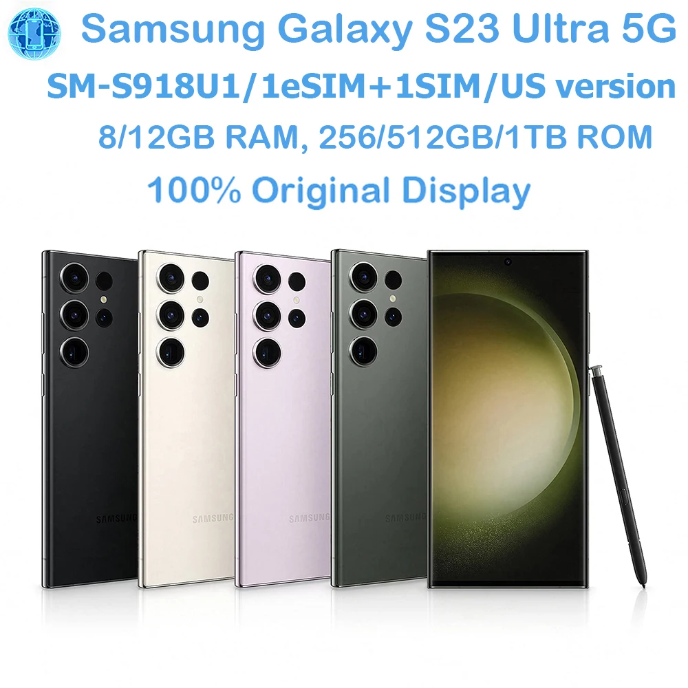 Samsung Galaxy S23 Ultra 5G S918U1 Telefono Android intelligente da 6,8 pollici 5000mAh 200MP Smartphone Samsung NFC 45W Originale sbloccato