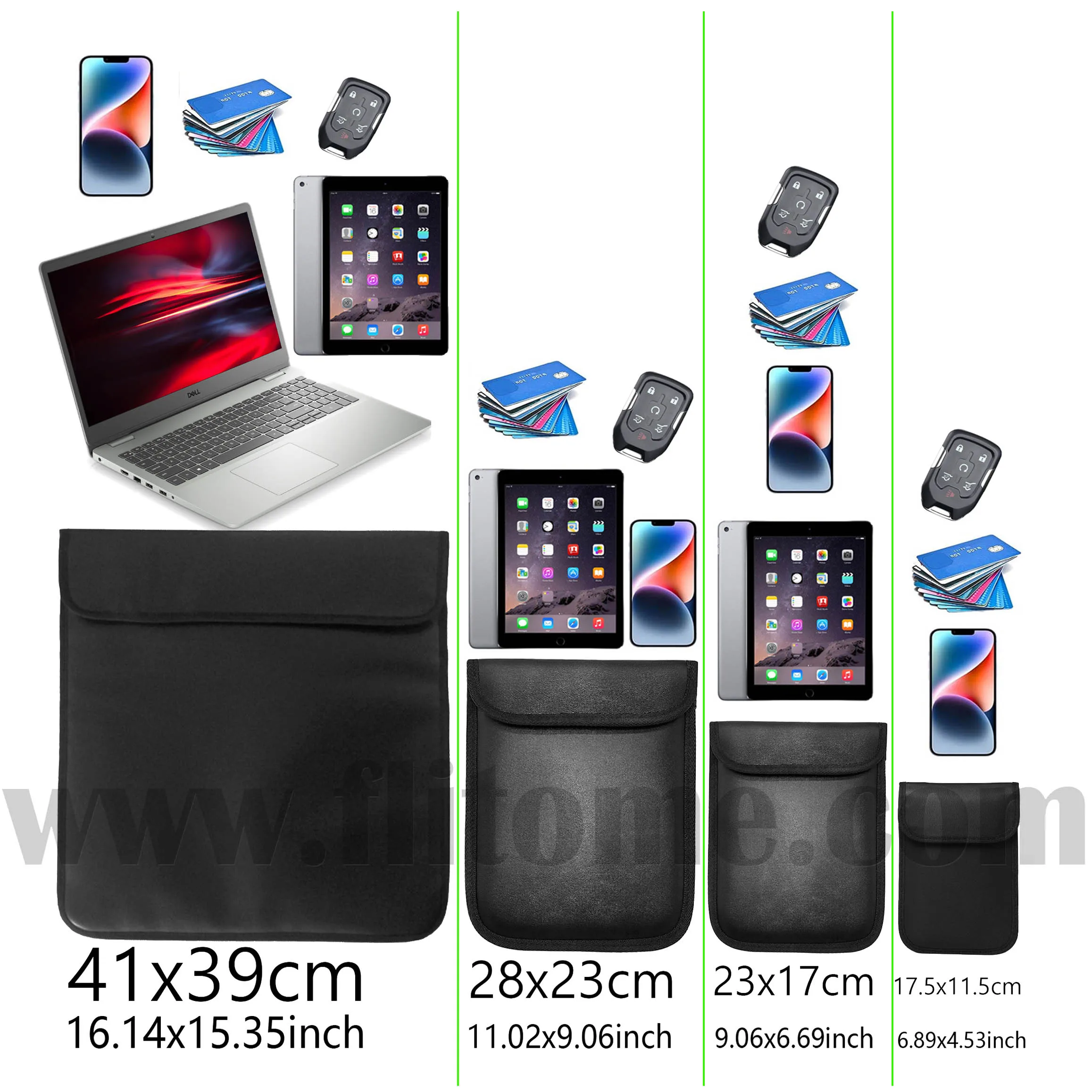 4 Pack Faraday Bags For Laptops Phones Radio Car Keys Faraday Cage For Anti-Theft Anti-Tracking