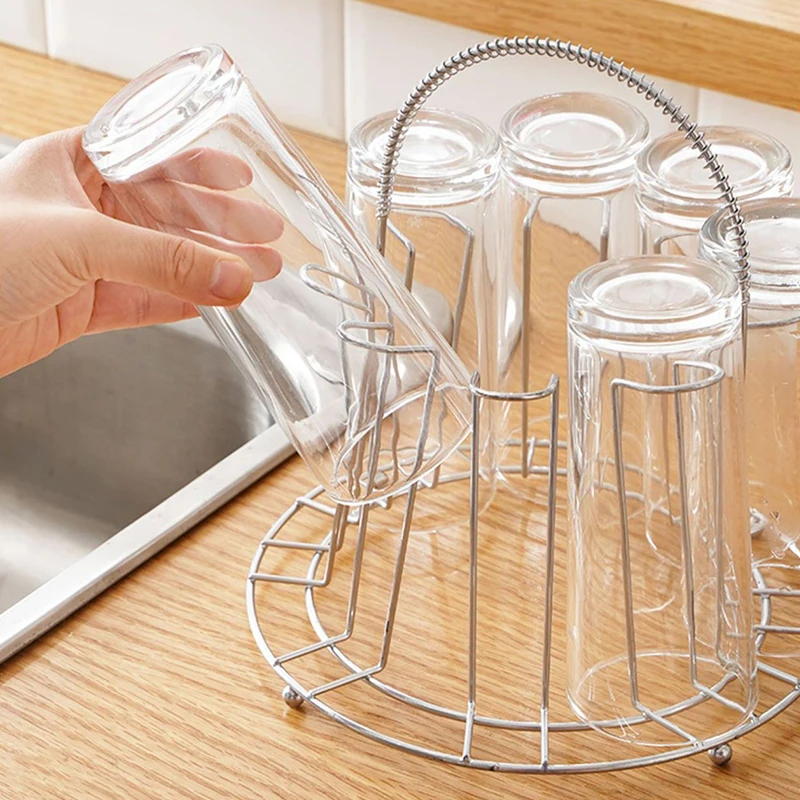 Stainless Steel Glass Cup Rack Water Mug Draining Stand Drainer Cup Holder Drying Organizer For Home